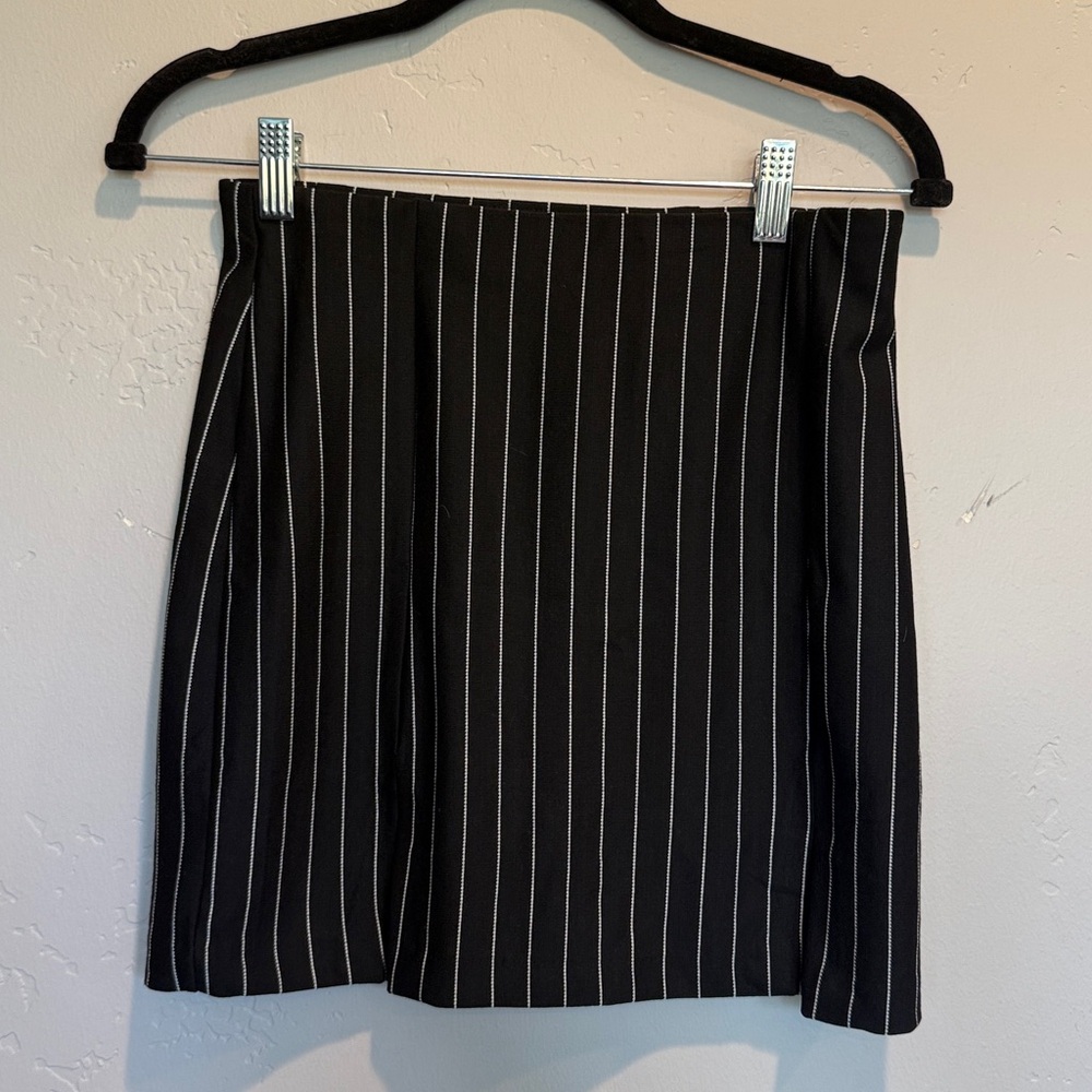 Divided Black and White Striped Skirt